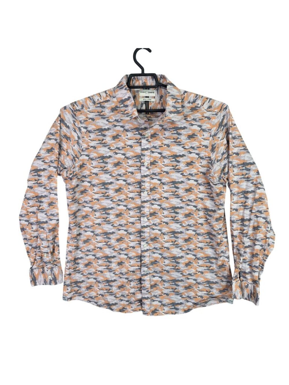 Mens Crosby & Howard Orange & Gray Camo Button Up Shirt Long Sleeve Size XL